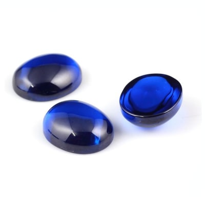 6x4mm Zafiro Azúl Sintético Coubuchón Ovalado (Un)