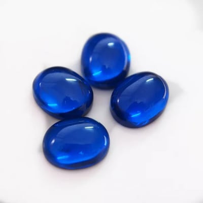 5x3mm Zafiro Azúl Espinel Sintético Coubuchón Oval (Un)