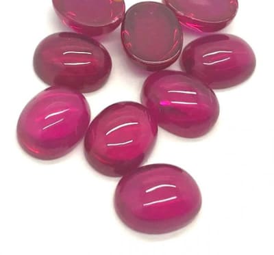7x5mm Rubí Sintético Coubuchón Oval (Un)