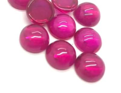 6mm Rubí Sintético Coubuchón Redondo (Un)