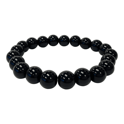 Pulsera Onix Negro Natural Elasticado 10mm (Unidad)