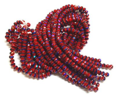 Cristal Rojo/Azúl Rondelle Facetado 8x6mm (Tira)
