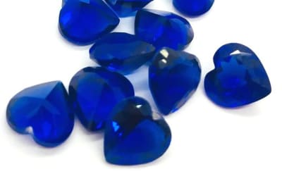 7x7mm Zafiro Azúl Glass Corazón (Un)