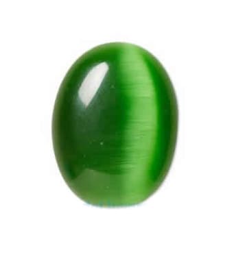 18x13mm Ojo de Gato Verde Coubuchón Oval (Un)