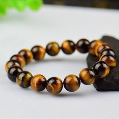 Pulsera Ojo de Tigre Natural Elasticada 10mm (Unidad)