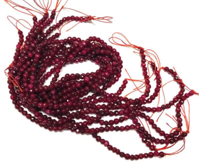 Agata Natural Roja Rubí Facetada 4mm Redonda (Tira)1