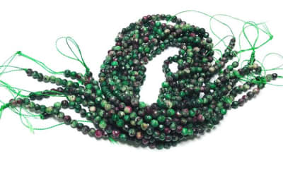 Rubí Zoicite Natural Redonda Facetada 4mm (Tira)1