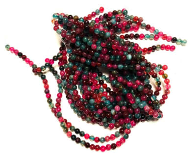 Agata Natural Turmalinada 8mm Redonda (Tira)