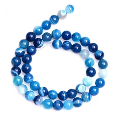 Agata Azúl Banded Natural 6mm Redonda (Tira)