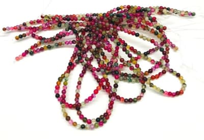 Agata Natural Turmalinada 4mm Redonda (Tira)