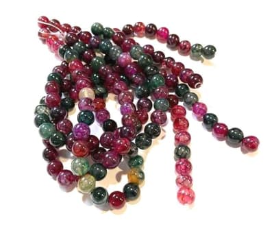 Agata Vena de Dragón Mix Rojo 10mm Redonda (Tira)