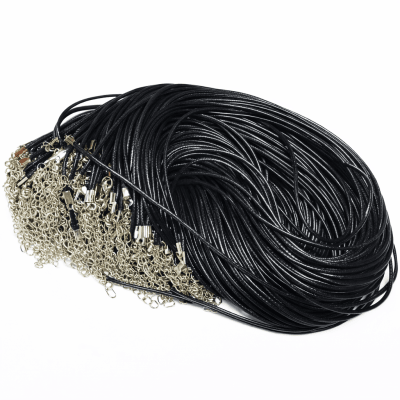 Collar Simil Cuero Negro 2mm Broche (Tira)