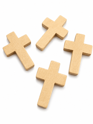 Cruz Madera Color Crema 32x21mm (10 Unidades)