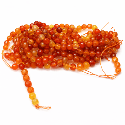 Agata Natural Orange Facetada 6mm Redonda (Tira)