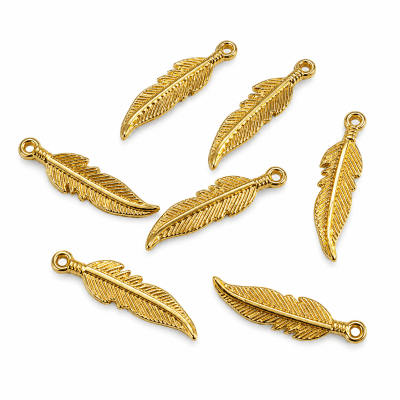 Colgante Metal Dorado Pluma (10 Unidades)