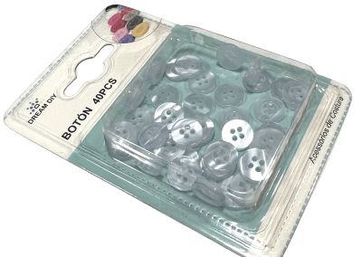 Set de Botones Transparente Nacarado 40 Unidades (Set)1