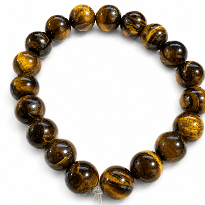 Pulsera Ojo de Tigre Natural Elasticada 8mm (Unidad)