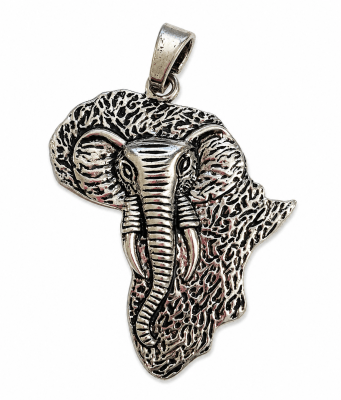 Base Collar Colgante Elefante Metal Plateada XL 7 cms (Unidad)