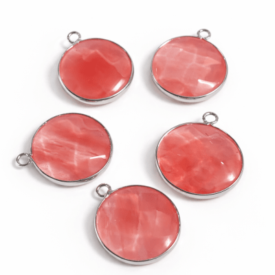 Colgante Piedra Cuarzo Cherry Natural Redonda Facetada 20mm (Unidad)1