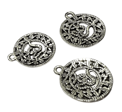 Colgante Metal Plateado Disco Figura Om 19mm (10 Unidades)
