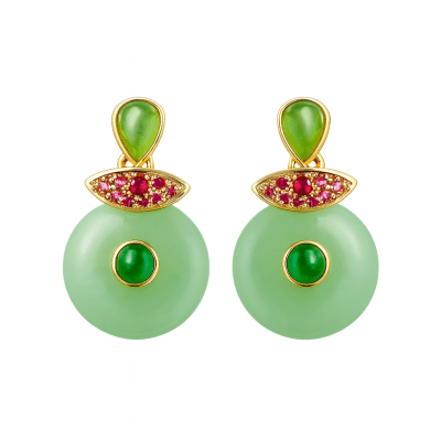 Colgante Jade Verde y Baño de Oro 18K 17mm (Unidad)
