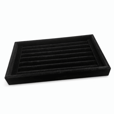 Mini Bandeja Exhibición Terciopelo Negro Anillos 22,5 x14 cms (Set)