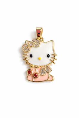 Colgante Figura Infantil Esmalte Blanco y Baño Oro 18k (Unidad)