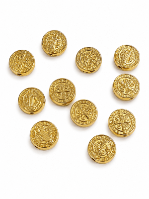 Separador Redondo Dorado Plano San Benito 10mm (10 Unidades)