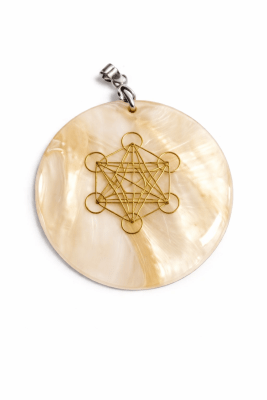 Colgante Madre Perla Crema Metatrón Dorado 48mm (Un)1