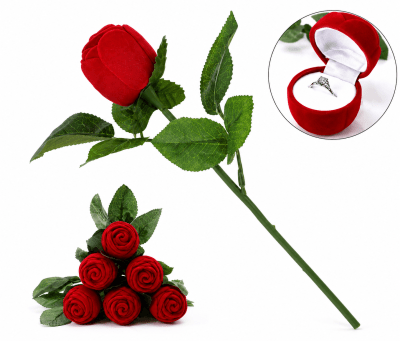 Estuche Anillo Rosa Roja Tallo (Unidad)1