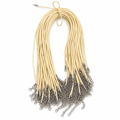 Collar Simil Cuero Crema 2mm Broche (Tira)