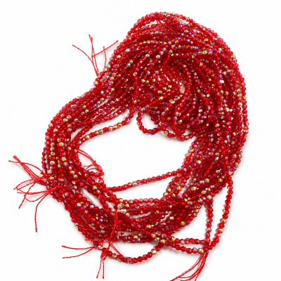 Cristal Red Dorado Brillante Rondelle 2x2mm (Tira)1