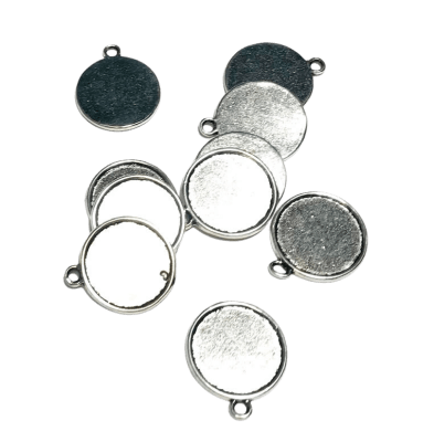 Base Colgante Metal Plateado Redondo 18mm (Unidad)