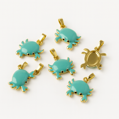 Colgante Cangrejo Esmaltado Calipso Baño Oro 18k (Unidad)