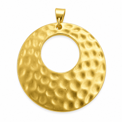 Colgante Bañado Oro Mate Disco Texturado (Unidad)