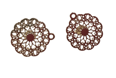Base Aro Bañada Oro 18k Mándala 13mm (Par)