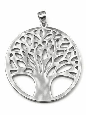 Colgante Bañado Plata Mate Árbol de la Vida Extendido (Unidad)