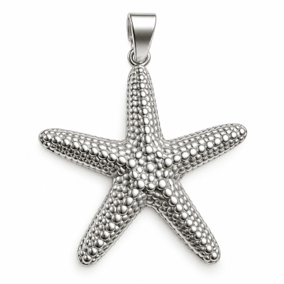 Colgante Bañado Plata Mate Estrella de Mar 6cms (Unidad)1
