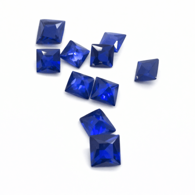 5x5mm Zafiro Azúl Espinel Sintético Cuadrado (Un)