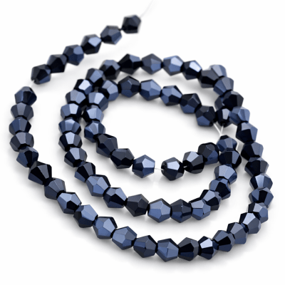 Cristal Bicono Azúl Metálico Opaco 4mm (Tira)1