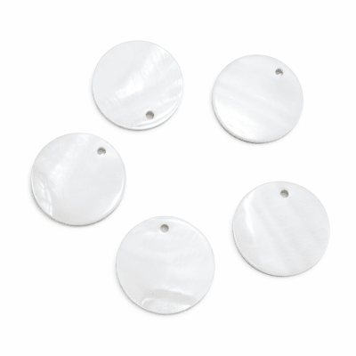 Madre Perla Redonda Agujero 15mm aprox. (Par)2