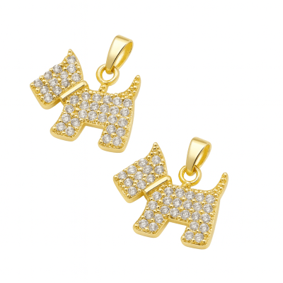 Colgante Perrito Circones y Baño Oro 18K (Unidad)