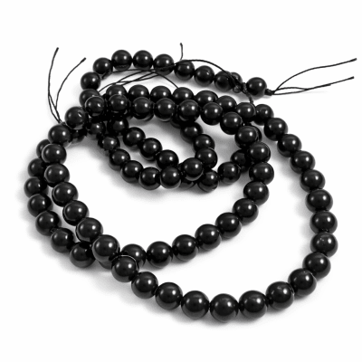 Turmalina Negra Natural 8mm Redonda (Tira)1
