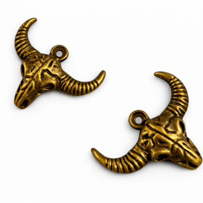 Colgante Toro Bronce Envejecido 36x28mm (Unidad)