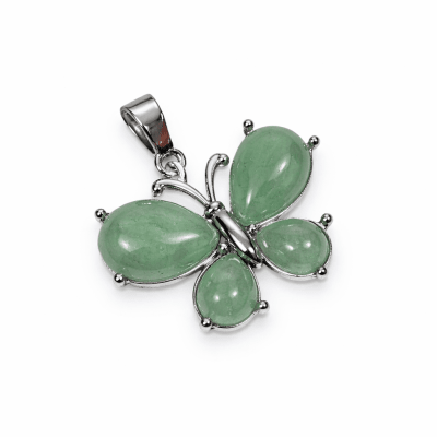 Mariposa de Aventurina Verde Natural con Valier 2,8 cms (Unidad)