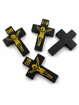 Cruz Madera Color Negro y Figura 32x21mm (10 Unidades)1