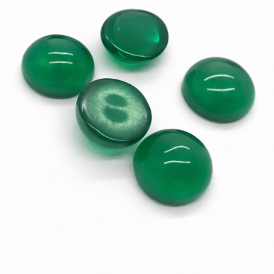 Turmalina Verde Glass Coubuchón Redondo