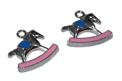 Colgante Metal Esmaltado Caballo Línea Rosa (Unidad)1
