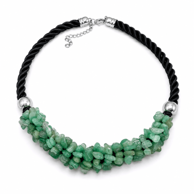 Collar Cordón y Jade Verde Natural Broche (Tira)1