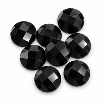 14mm Coubuchón Acrílico Negro Redondo (10 Unidades)